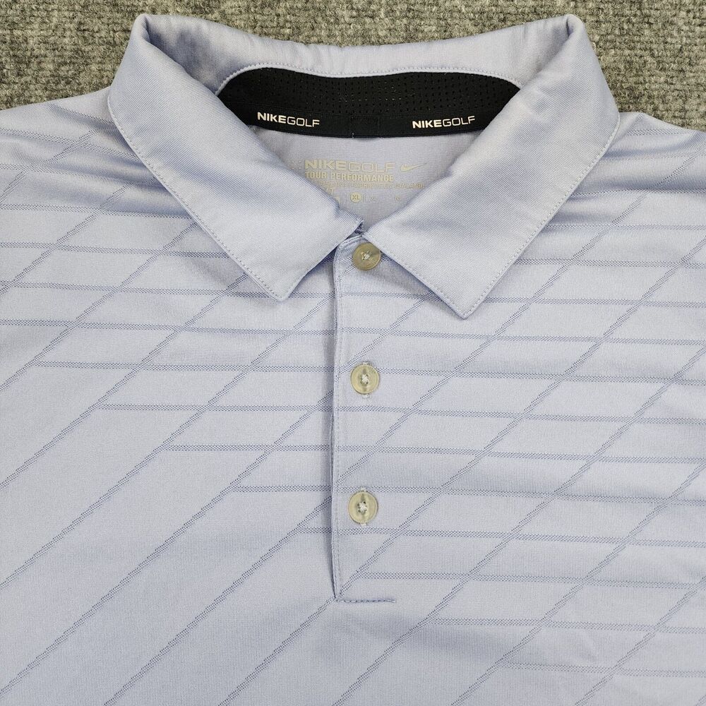 Nike Golf Shirt Mens XL Purple Geometric Polo Short Sleeve Tour Performance
